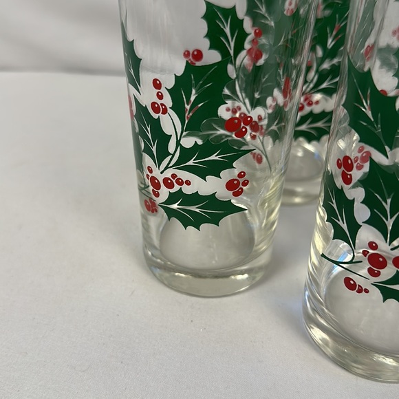 VINTAGE Bartlett Collins/Tumblers Set Of 6 Holly  Glasses - Picture 10 of 16